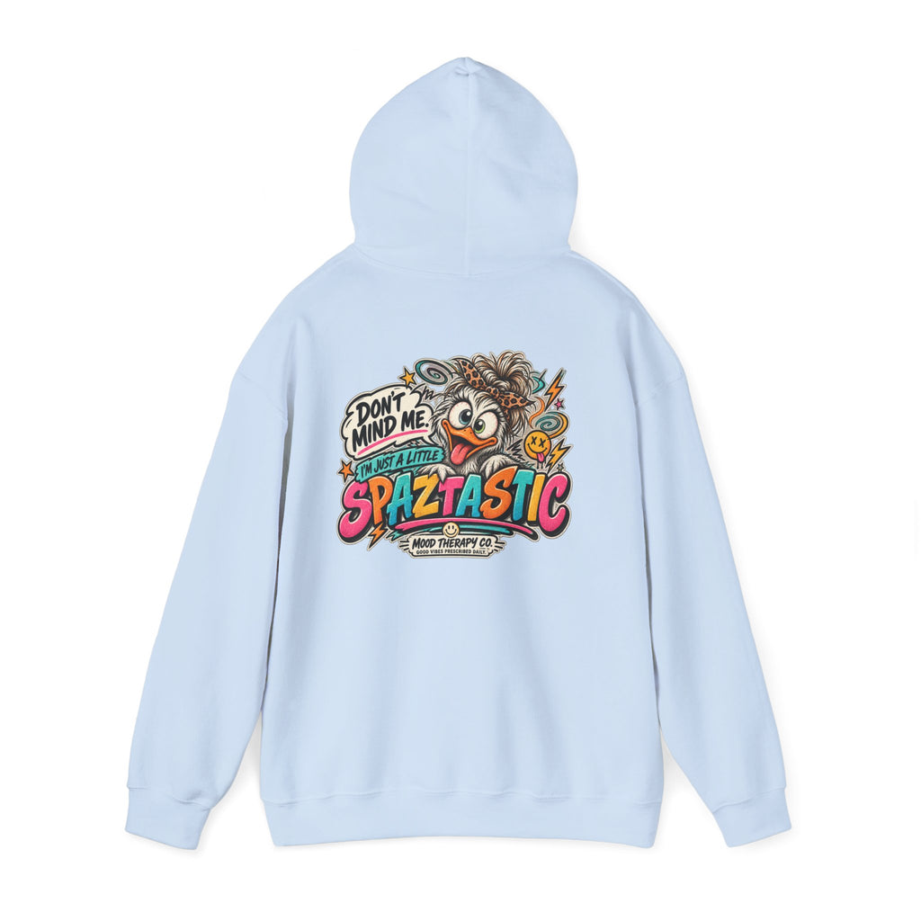 Spaztastic Graphic Hoodie – "Don’t Mind Me, I’m Just Spaztastic" Cartoon Pullover