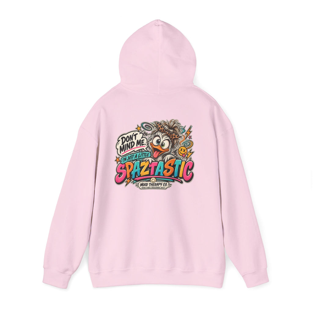 Spaztastic Graphic Hoodie – "Don’t Mind Me, I’m Just Spaztastic" Cartoon Pullover