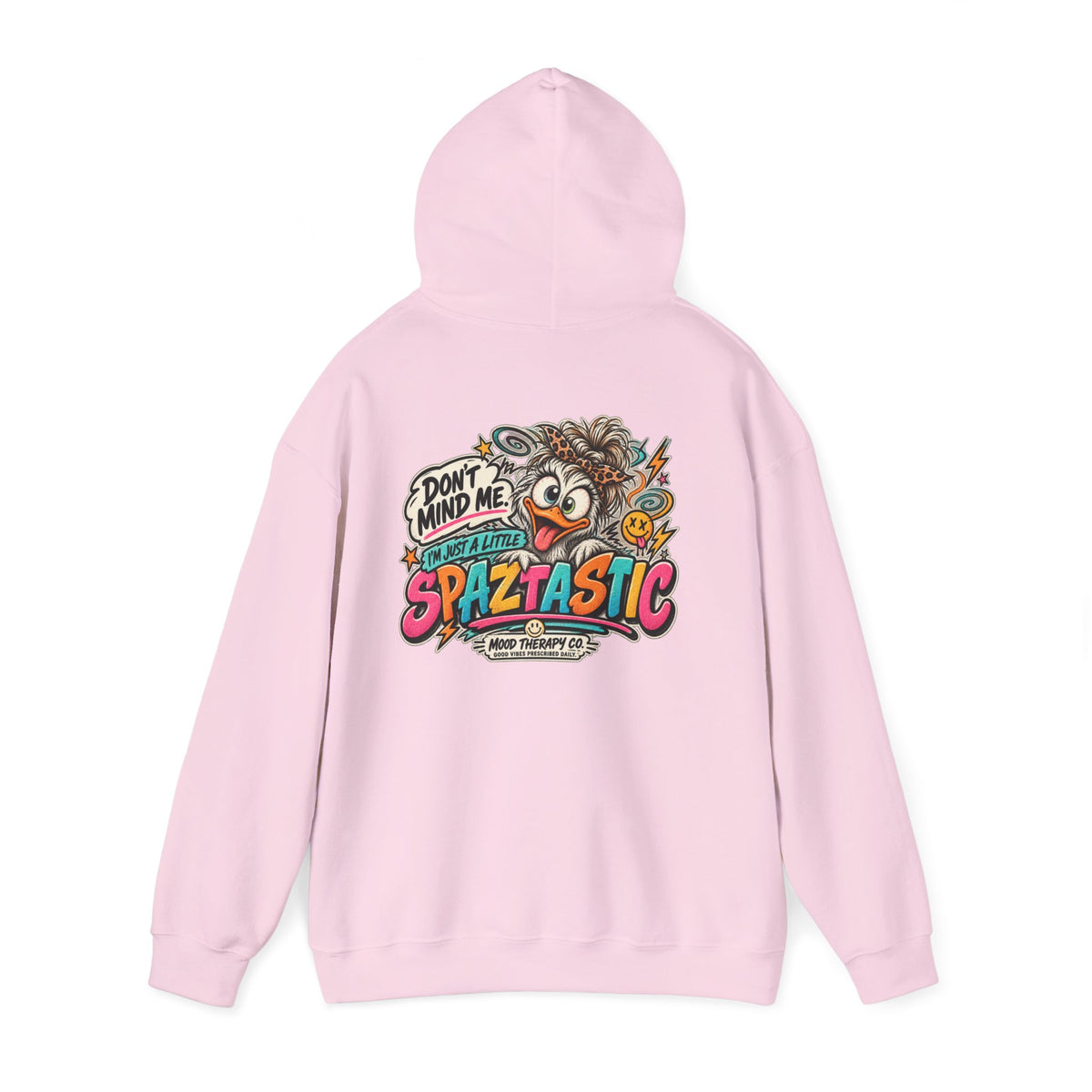 Spaztastic Graphic Hoodie – "Don’t Mind Me, I’m Just Spaztastic" Cartoon Pullover