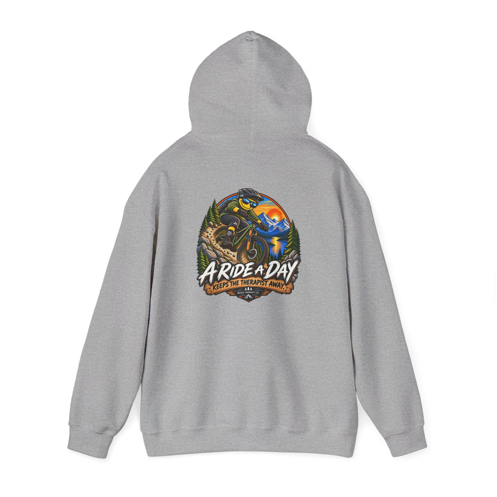 A Ride a Day Keeps the Therapist Away™ Mountain Bike Hoodie | Mood Therapy Co.