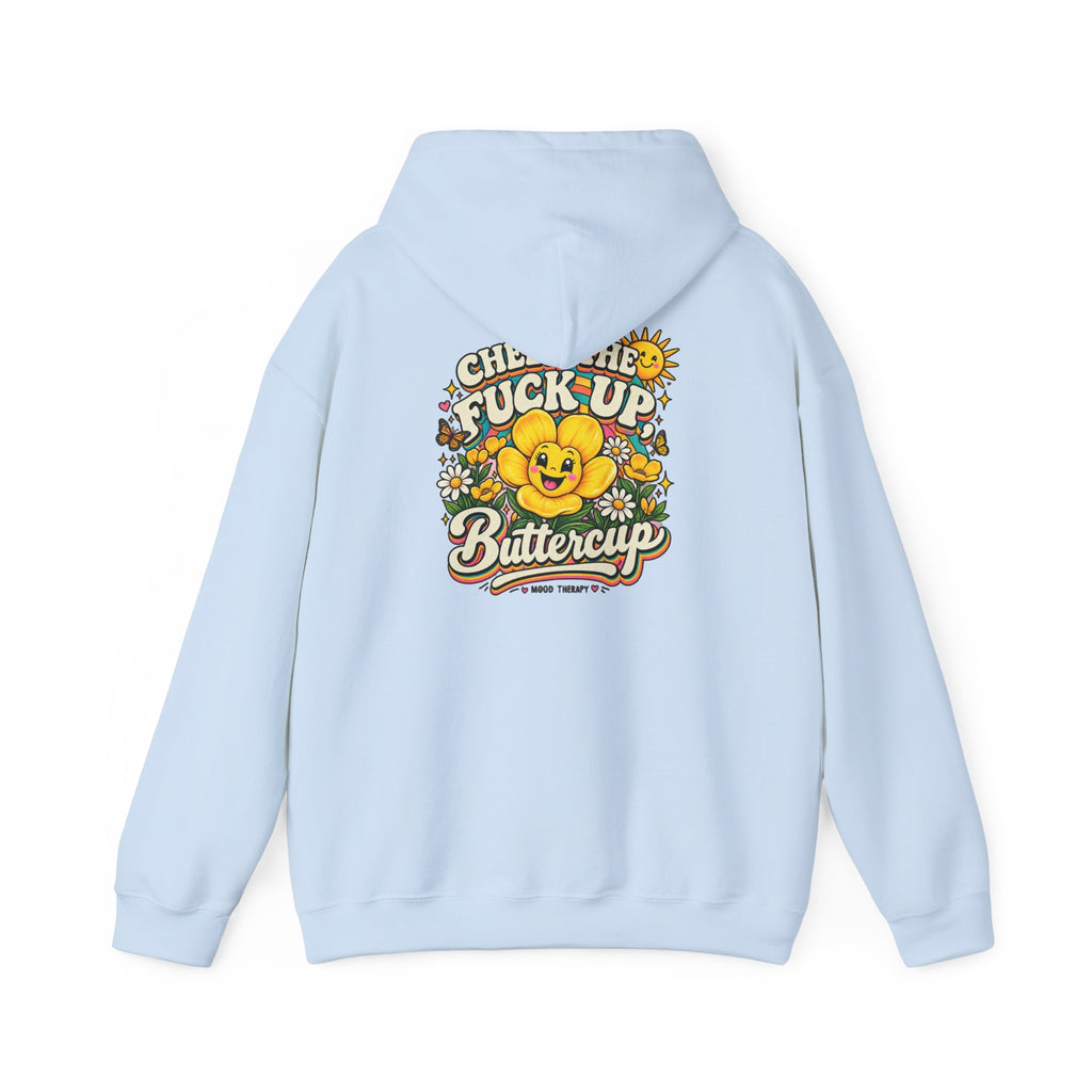 Cheerful Vintage “Cheer the F*ck Up Buttercup” Hoodie – Retro Sunshine Floral Pullover