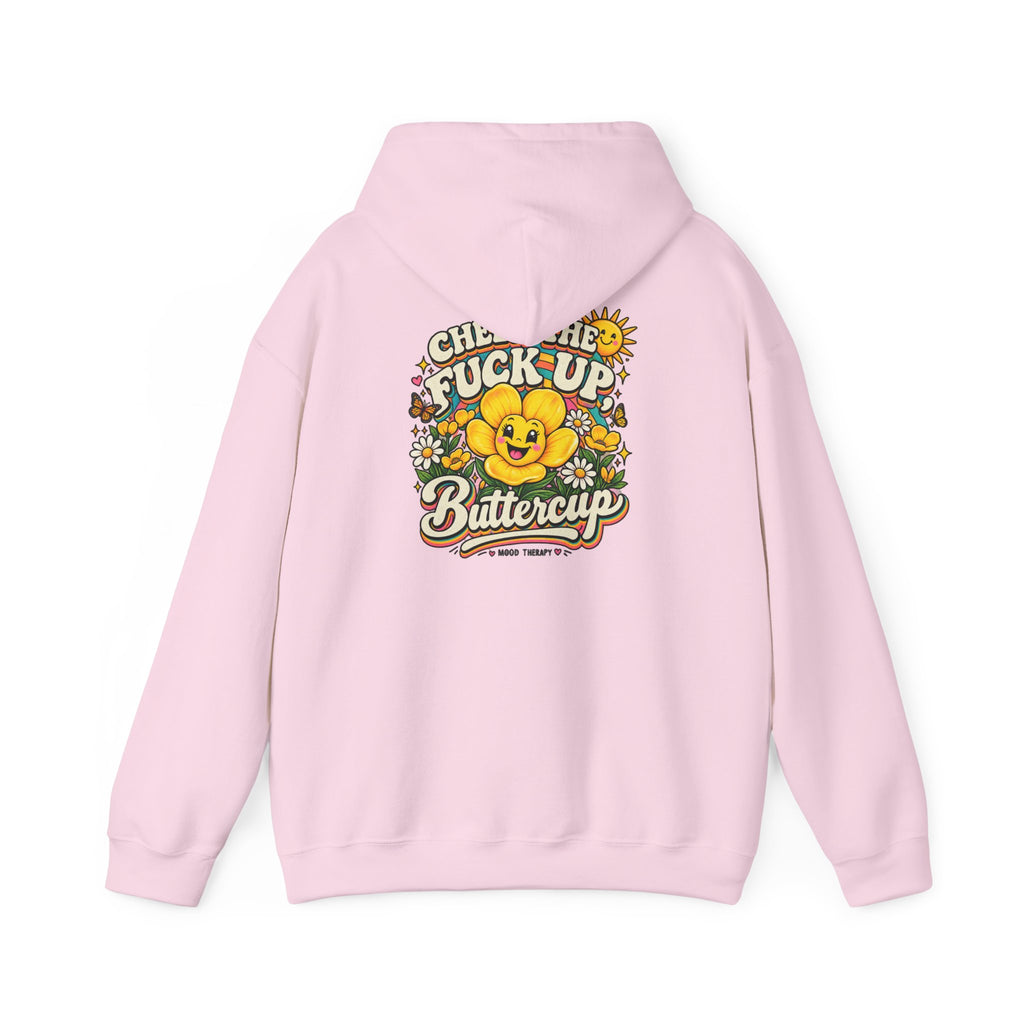 Cheerful Vintage “Cheer the F*ck Up Buttercup” Hoodie – Retro Sunshine Floral Pullover