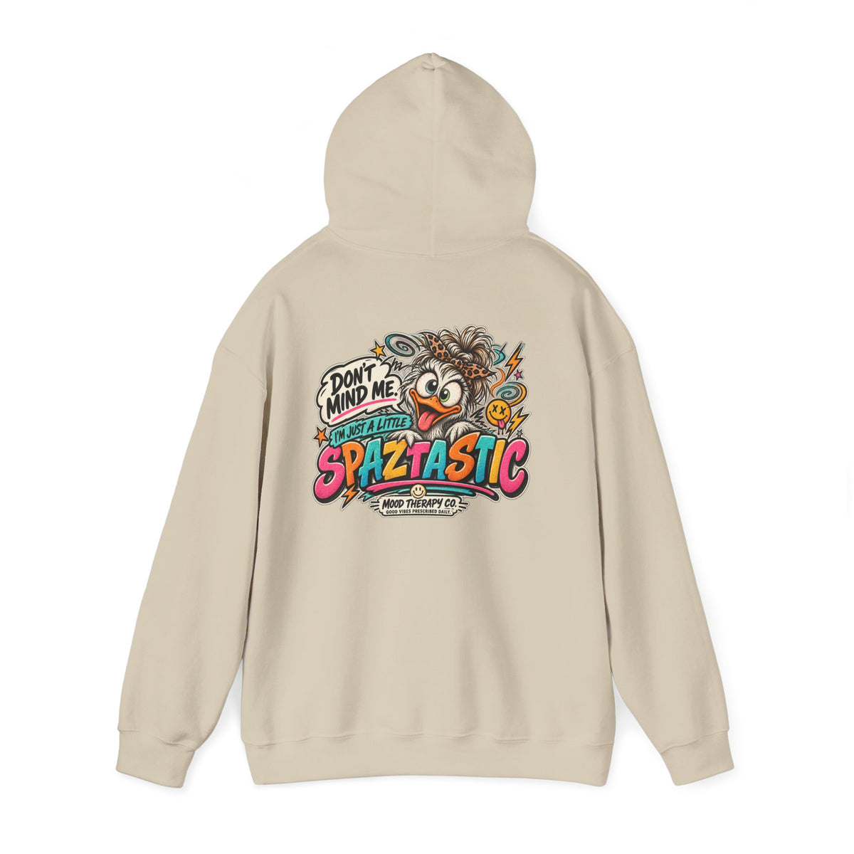 Spaztastic Graphic Hoodie – "Don’t Mind Me, I’m Just Spaztastic" Cartoon Pullover