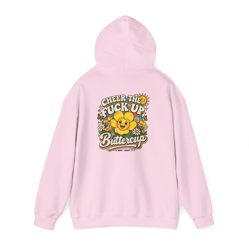 Cheerful Vintage “Cheer the F*ck Up Buttercup” Hoodie – Retro Sunshine Floral Pullover